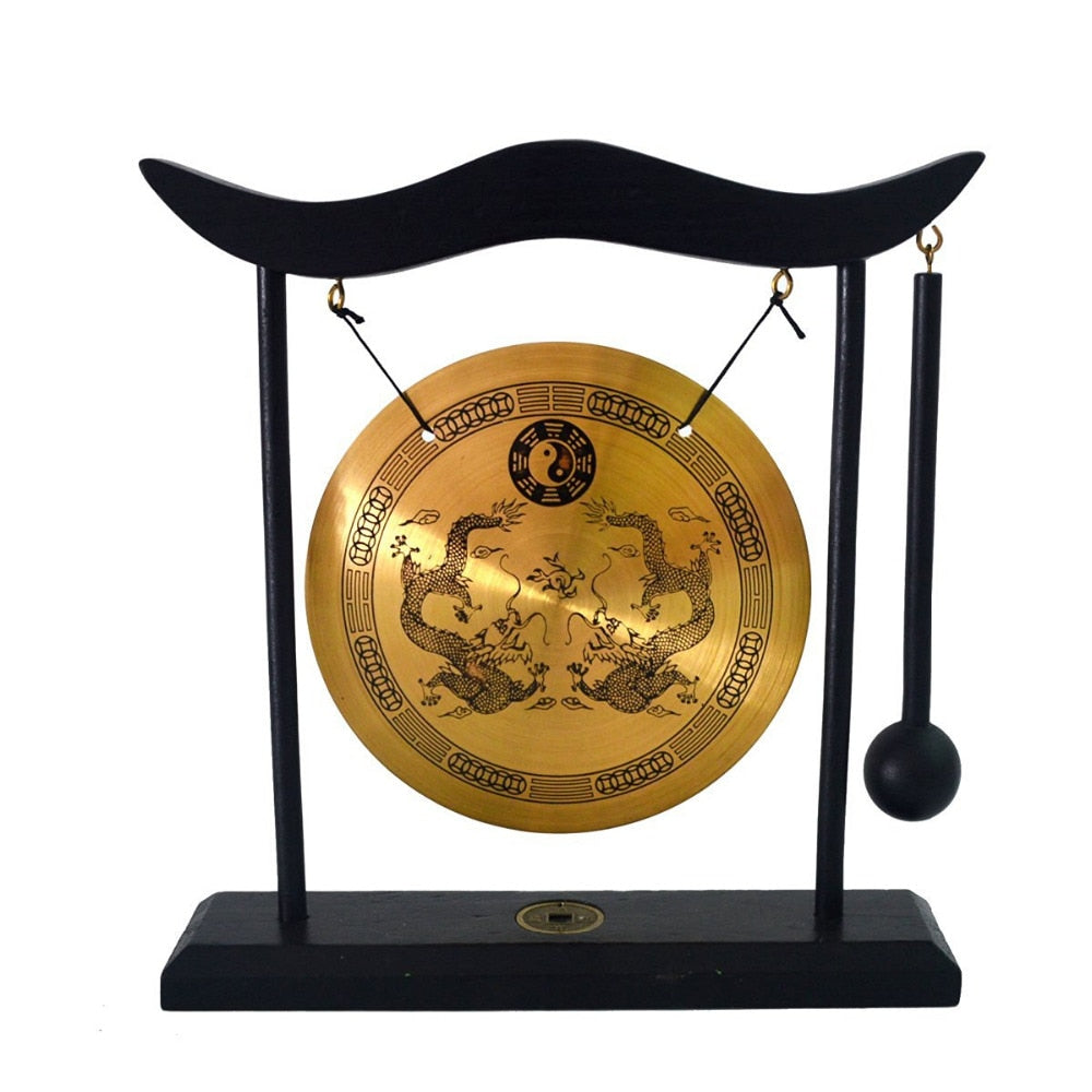 Zen Art Brass Feng Shui Desktop Gong Dragon Gong H1303