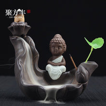 Load image into Gallery viewer, Incensory Buddha Statue Incense Cones Ceramic Censer Holder Burner Backflow Incense Burner Smoke Home Decor A $
