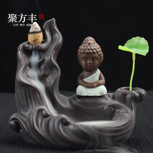 Load image into Gallery viewer, Incensory Buddha Statue Incense Cones Ceramic Censer Holder Burner Backflow Incense Burner Smoke Home Decor A $
