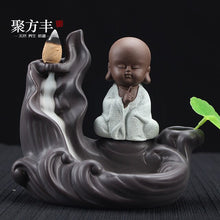 Load image into Gallery viewer, Incensory Buddha Statue Incense Cones Ceramic Censer Holder Burner Backflow Incense Burner Smoke Home Decor A $
