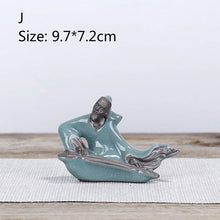 Load image into Gallery viewer, Bonsai Fairy Garden Ornament Ceramic Figure Ge Yao Zen Meaning Little Monk Micro Landscape Home Decoration Accessories Tea Pet
