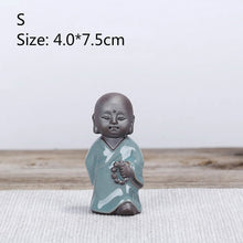 Load image into Gallery viewer, Bonsai Fairy Garden Ornament Ceramic Figure Ge Yao Zen Meaning Little Monk Micro Landscape Home Decoration Accessories Tea Pet
