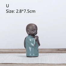 Load image into Gallery viewer, Bonsai Fairy Garden Ornament Ceramic Figure Ge Yao Zen Meaning Little Monk Micro Landscape Home Decoration Accessories Tea Pet
