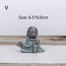 Load image into Gallery viewer, Bonsai Fairy Garden Ornament Ceramic Figure Ge Yao Zen Meaning Little Monk Micro Landscape Home Decoration Accessories Tea Pet
