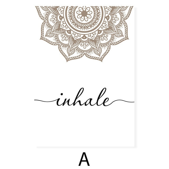 Bohemian Exhale Inhale Mandala Mindfulness Zen Wall Art Print Poster Picture Canvas Painting Yoga Room Living Room Home Decor